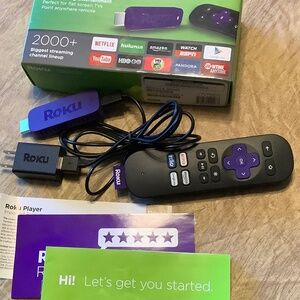 ROKU STREAMING STICK, COMPLETE WITH ALL PARTS AND INSTRUCTIONS